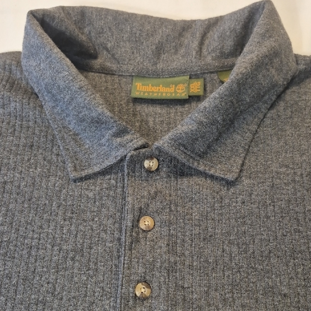 Timberland XXL Gray Collared Button Long Sleeve Sweater with Timeless Appeal